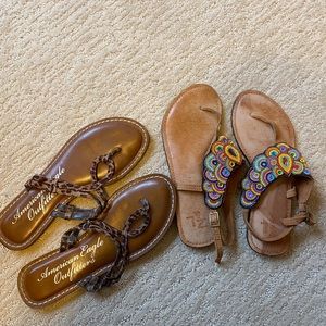 2 pairs sandals 9,9.5 American Eagle & Z&L
